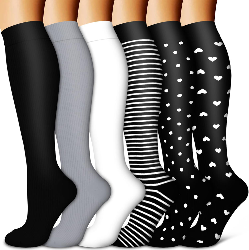 Copper Compression Socks for Women & Men (6 Pairs) - Best Support for Nurses, Running, Hiking, Recovery