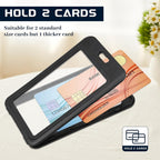 3 Pack Vertical Hard Plastic ID Badge Holder, Double-Sided Card Protector