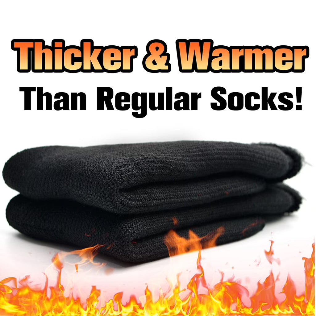 Men'S Slipper Thermal Socks Extra Thick Crew Socks, Large,Black