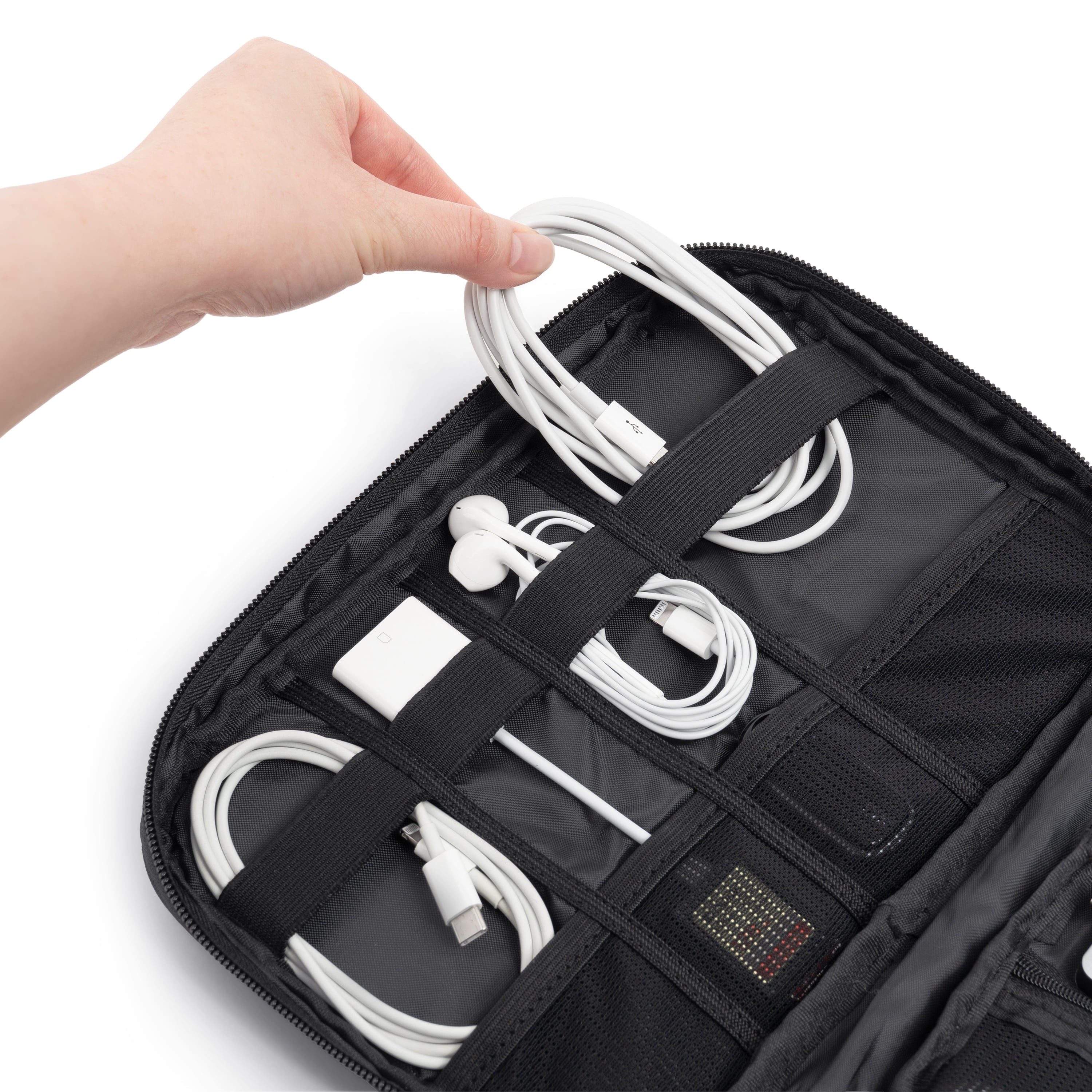 Travel Cord Organizer, Electronic Organizer Travel Case, Tech Organizer Travel Case, Cable Organizer Travel Storage, Small Charger Cord Bag Pouch, Travel Accessories Tech Gifts for Men, Black