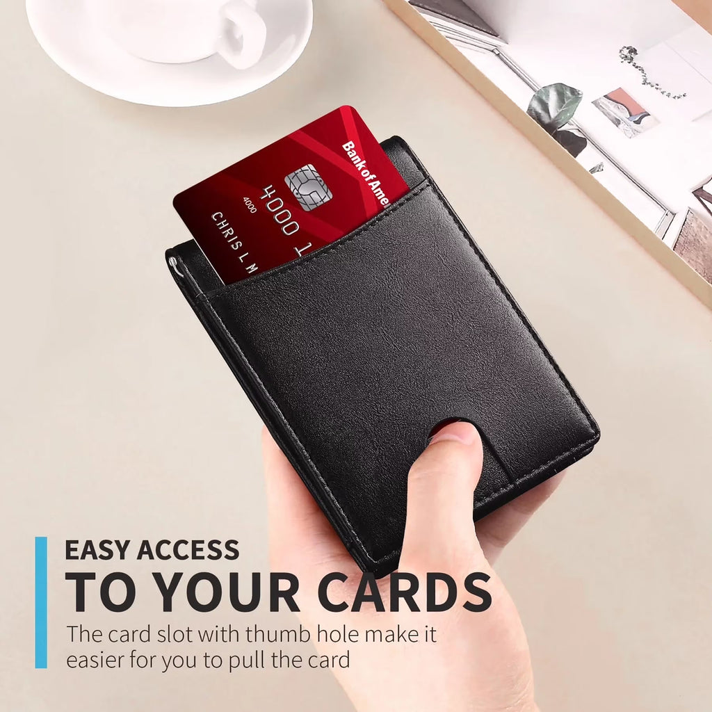 RFID Blocking Protection Men'S Modern Card Wallet, Black
