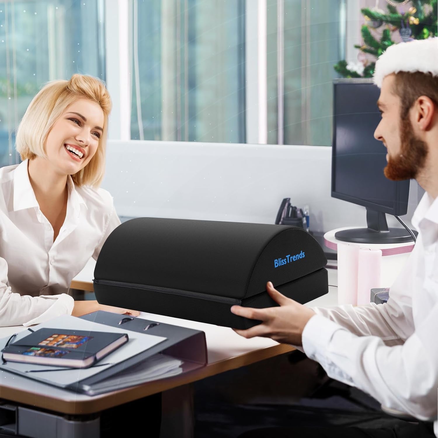 Foot Rest for under Desk at Work-Versatile Foot Stool with Washable Cover-Comfor