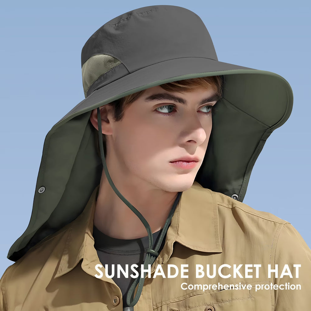 Nylon Sun Hats for Women and Men UPF 50+ Sun Protection and Neck Flap,Bucket Hat for Men and Women