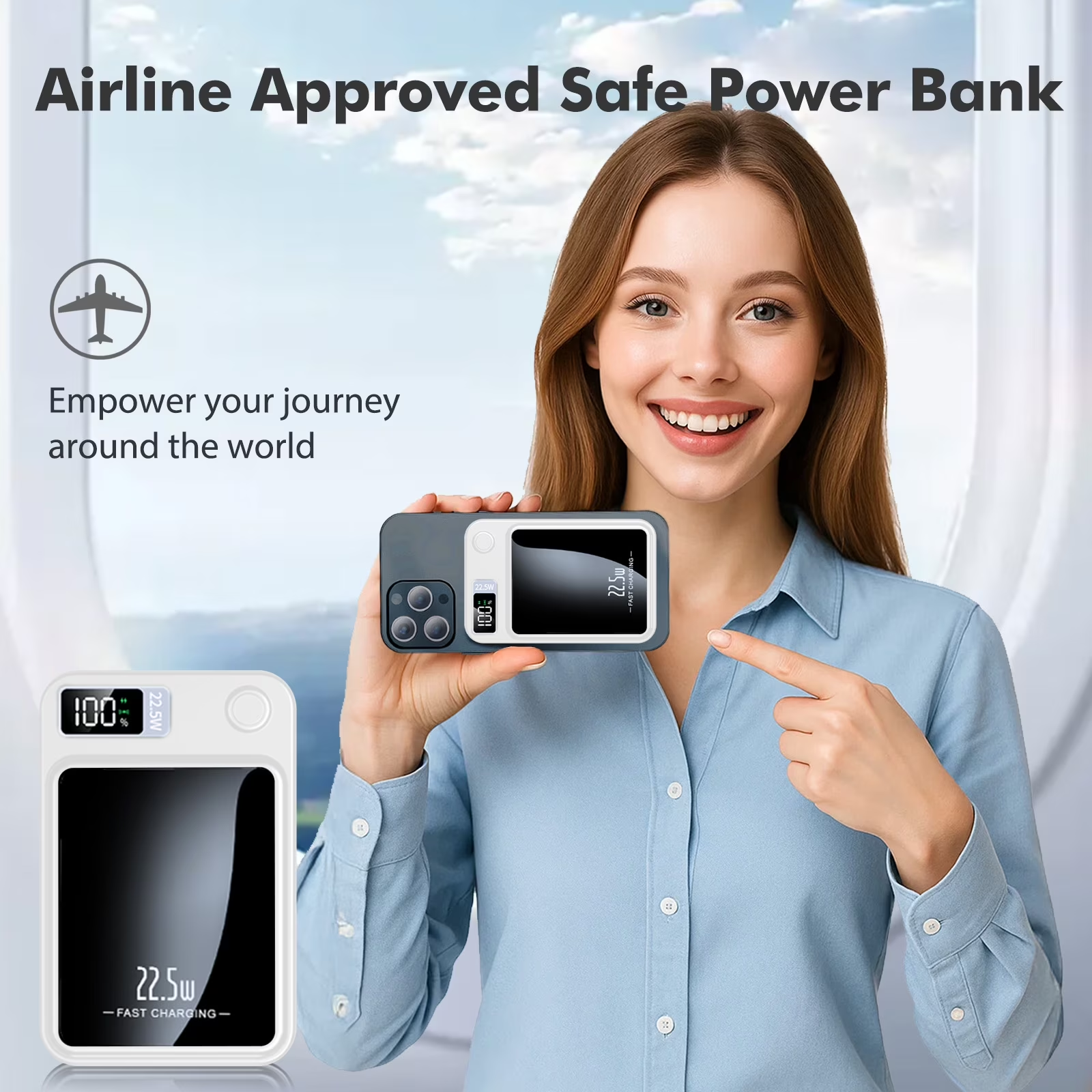 10,000mAh Magnetic Wireless Power Bank – 22.5W Fast Charging, LED Display | Compatible with iPhone 8 & Above