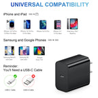 20W USB C Wall Charger-2 Pack Super Fast Charger with 6FT Cable-Compatible with Iphone 14/14Pro/13/13 Pro/12/12Pro/Xs/Max/Xr/X/8/8 Plus-Black