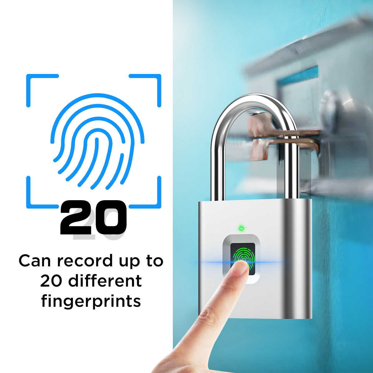 Waterproof Smart Fingerprint Door Lock Keyless Padlock Security USB Rechargeable
