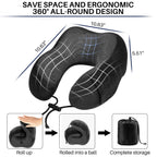Travel Pillow for Adults Memory Foam Neck Pillows for Sleeping on Airplane Lightweight Black