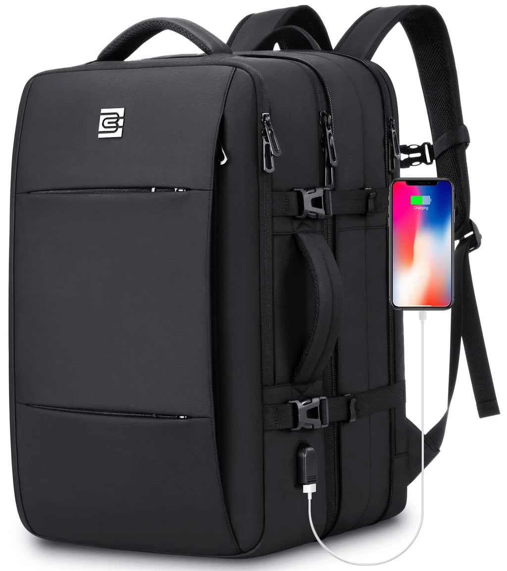 Travel Backpack with USB Charging Port 40L Expandable 17 Inch Carry on Backpack Water-Resistant Work Business Laptop Backpack for Men