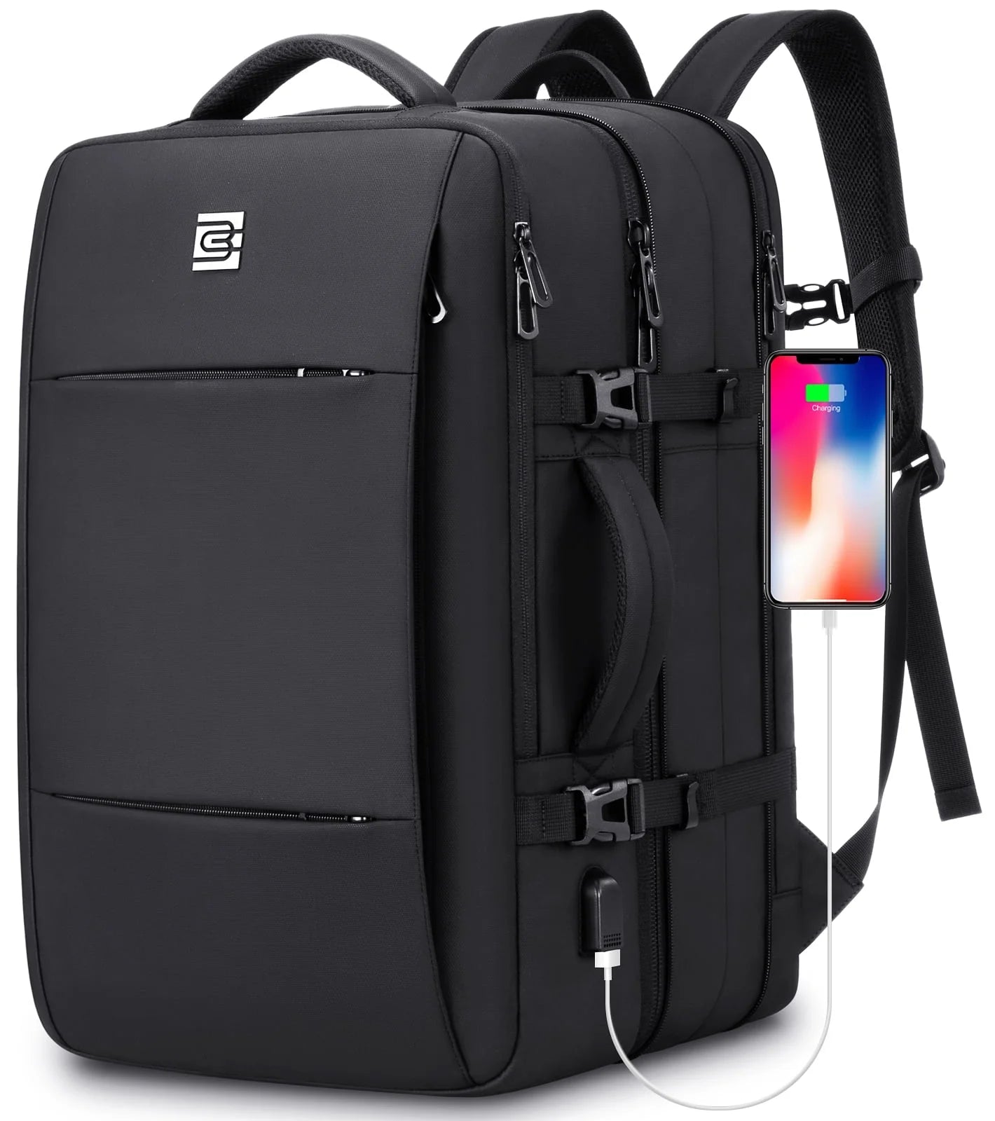 Travel Backpack with USB Charging Port 40L Expandable 17 Inch Carry on Backpack Water-Resistant Work Business Laptop Backpack for Men