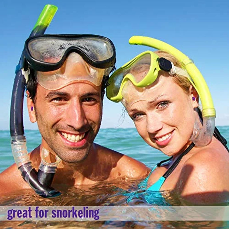 Aquablock Swimming Earplugs, 3 Pair - Comfortable, Waterproof, Reusable Silicone Ear Plugs for Swimming, Snorkeling, Showering, Surfing and Bathing (Purple)