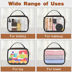 Clear Toiletry Bag, 3 Pack Clear Makeup Bags with Handles, PVC Cosmetic Bags for Women and Men, Large Opening Toiletry Bags, Black