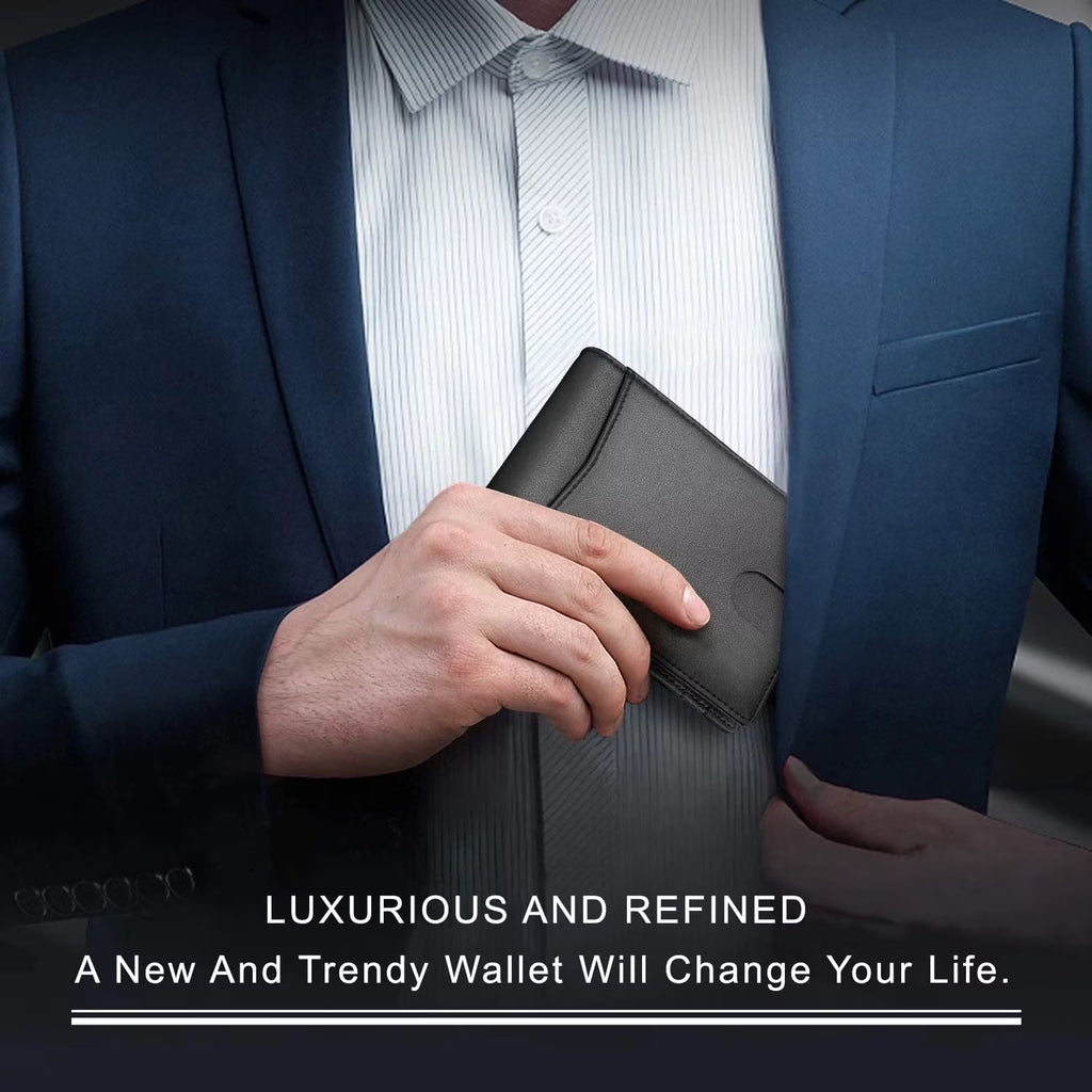 RFID Blocking Protection Men'S Modern Card Wallet, Black