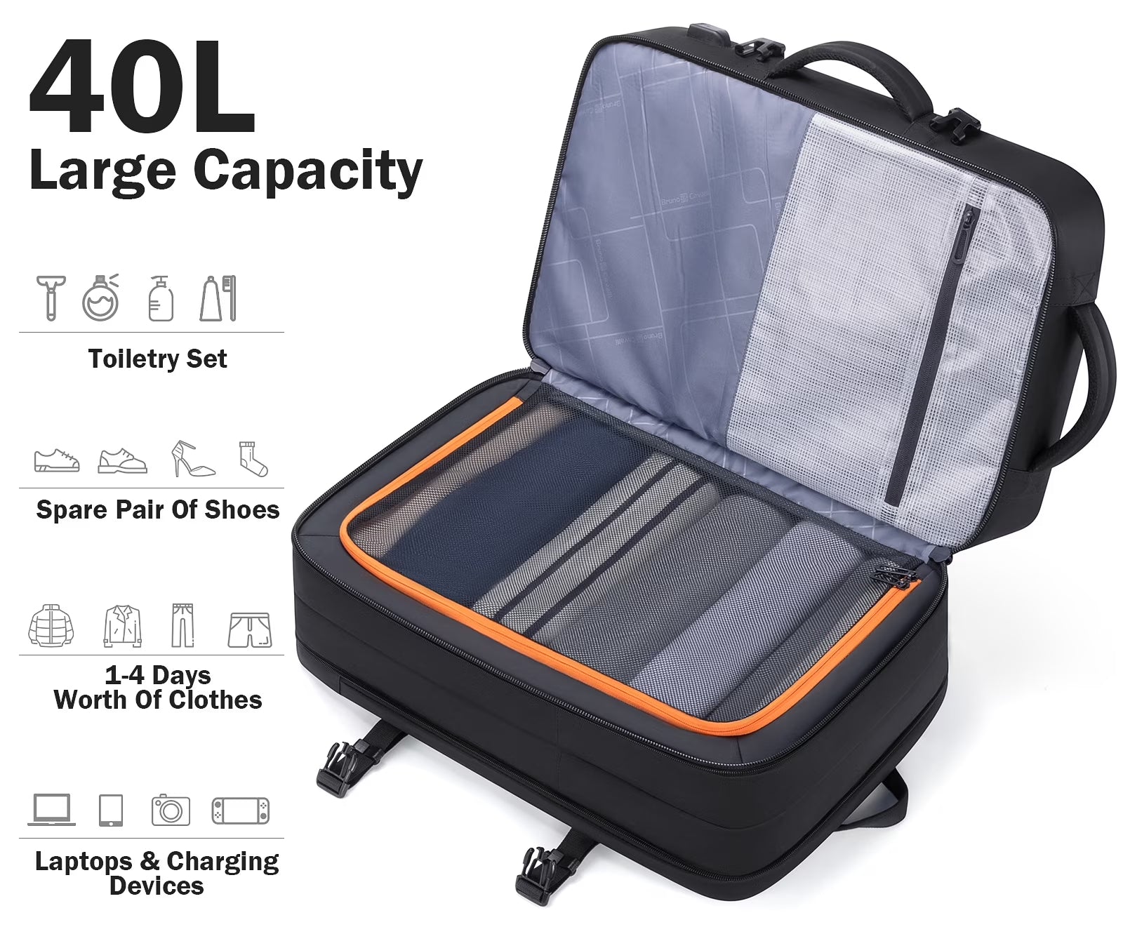 Travel Backpack with USB Charging Port 40L Expandable 17 Inch Carry on Backpack Water-Resistant Work Business Laptop Backpack for Men