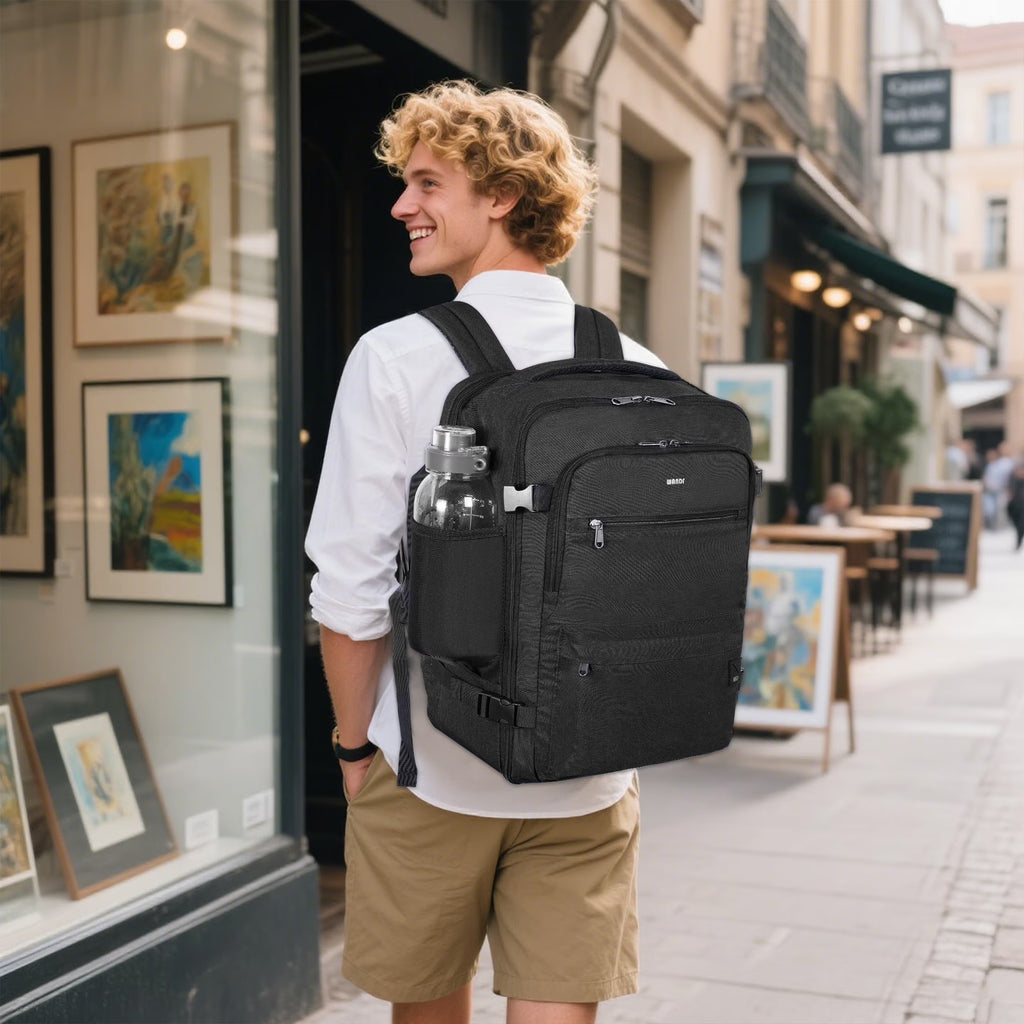 Business Travel Backpack Fits 17 Inch Laptop for Personal Item Bag 18X14X8 Clamshell Opening Carry on Laptop Backpack for Men with Wet Pocket, Black
