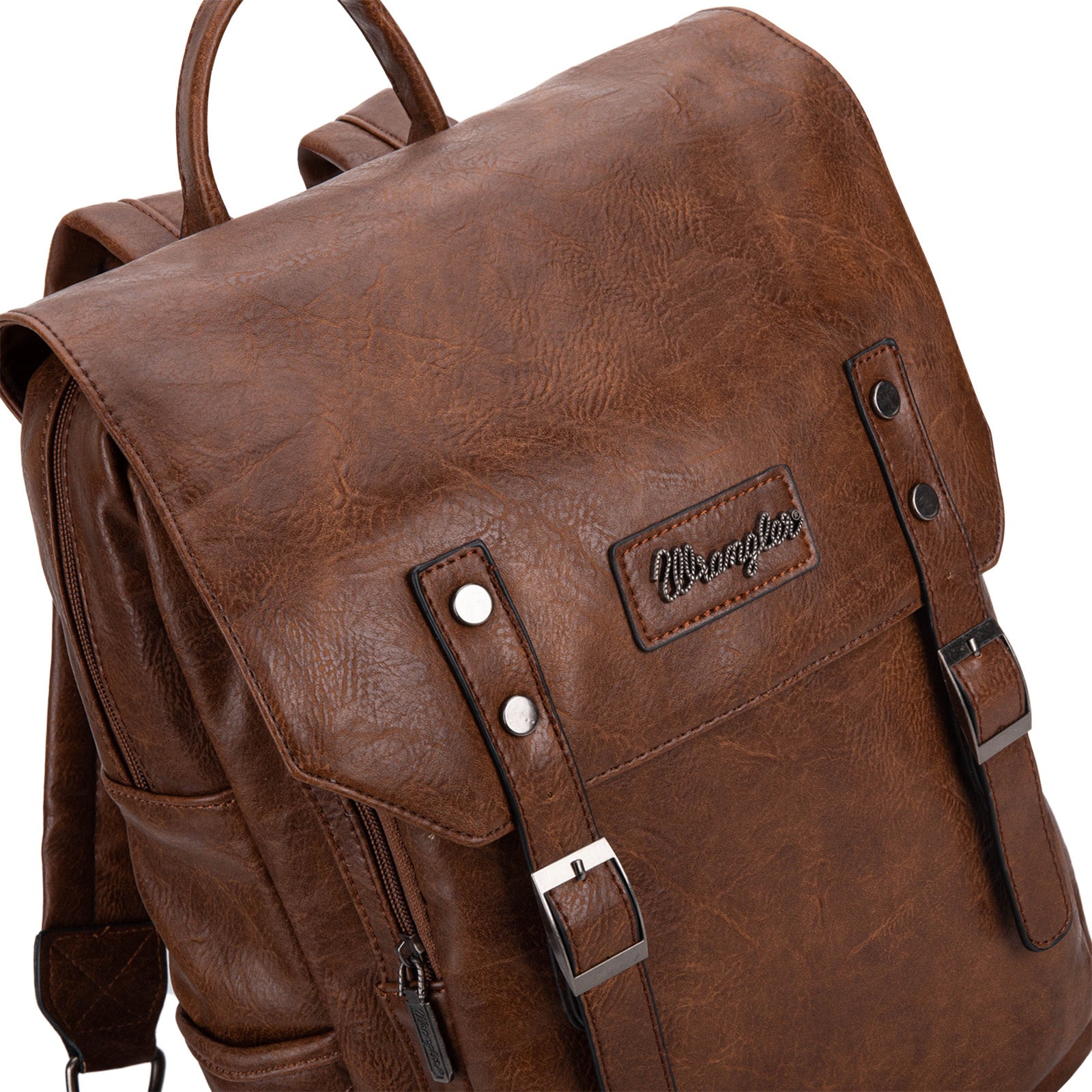 Wrangler Leather Backpack Purse for Women Laptop Backpack Fashion Pink Backpack, Dark Brown