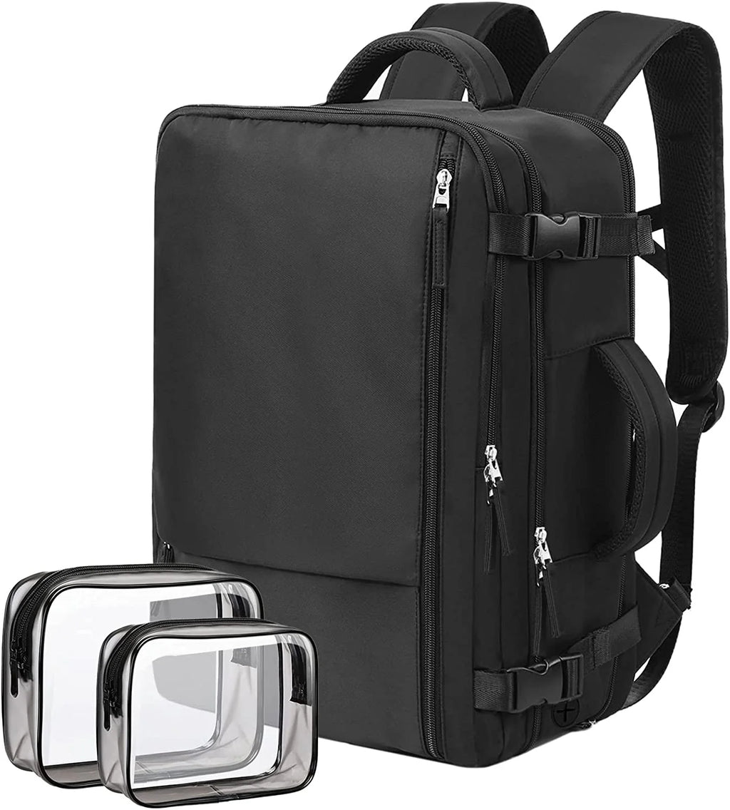 Dwelke Extra Large Travel Backpack for Women as Person Item Flight Approved, 40L Carry on Backpack, 17 Inch Laptop Backpack, Waterproof Backpack, Hiking Backpack, Casual Bag Backpack(Black)