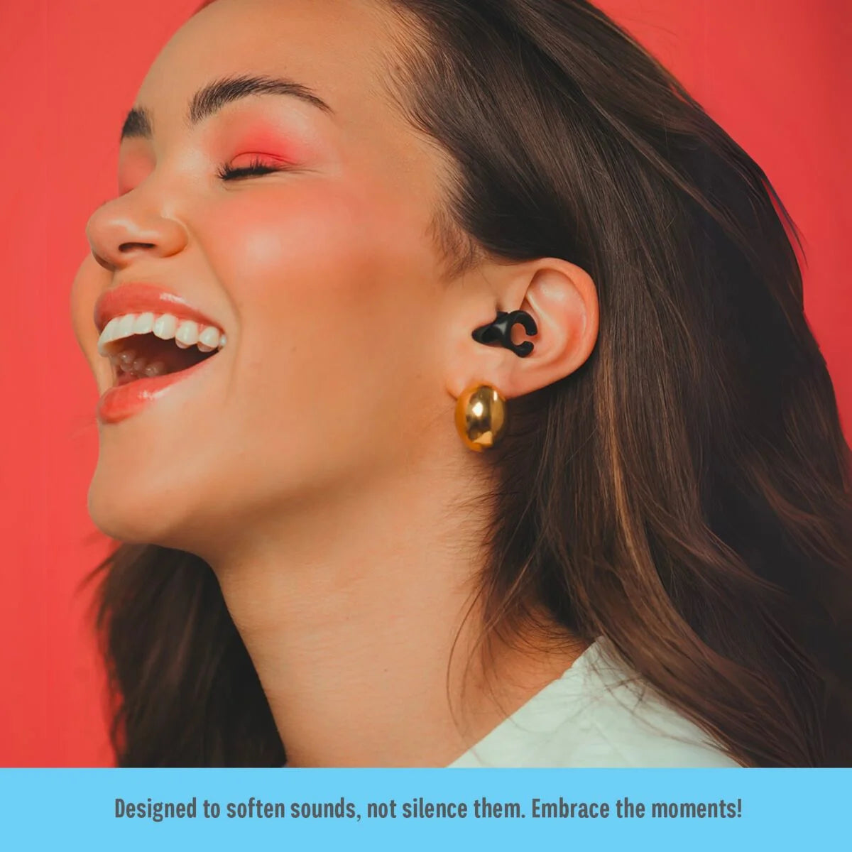 Hoops Reusable Soft Silicone Ear Plugs, 17Db Noise Reduction Rating, Case Included, Black