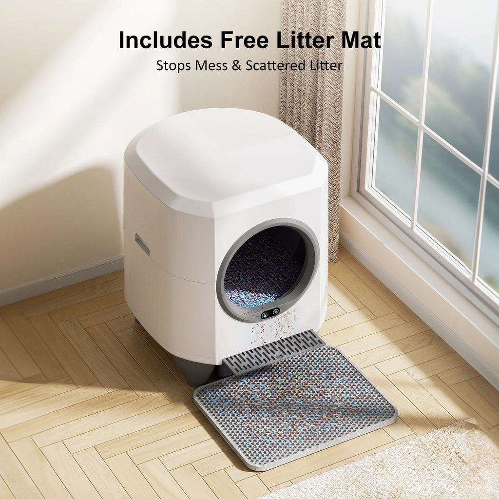 Self Cleaning Cat Litter Box Smart Automatic Litter Box with App Control, White