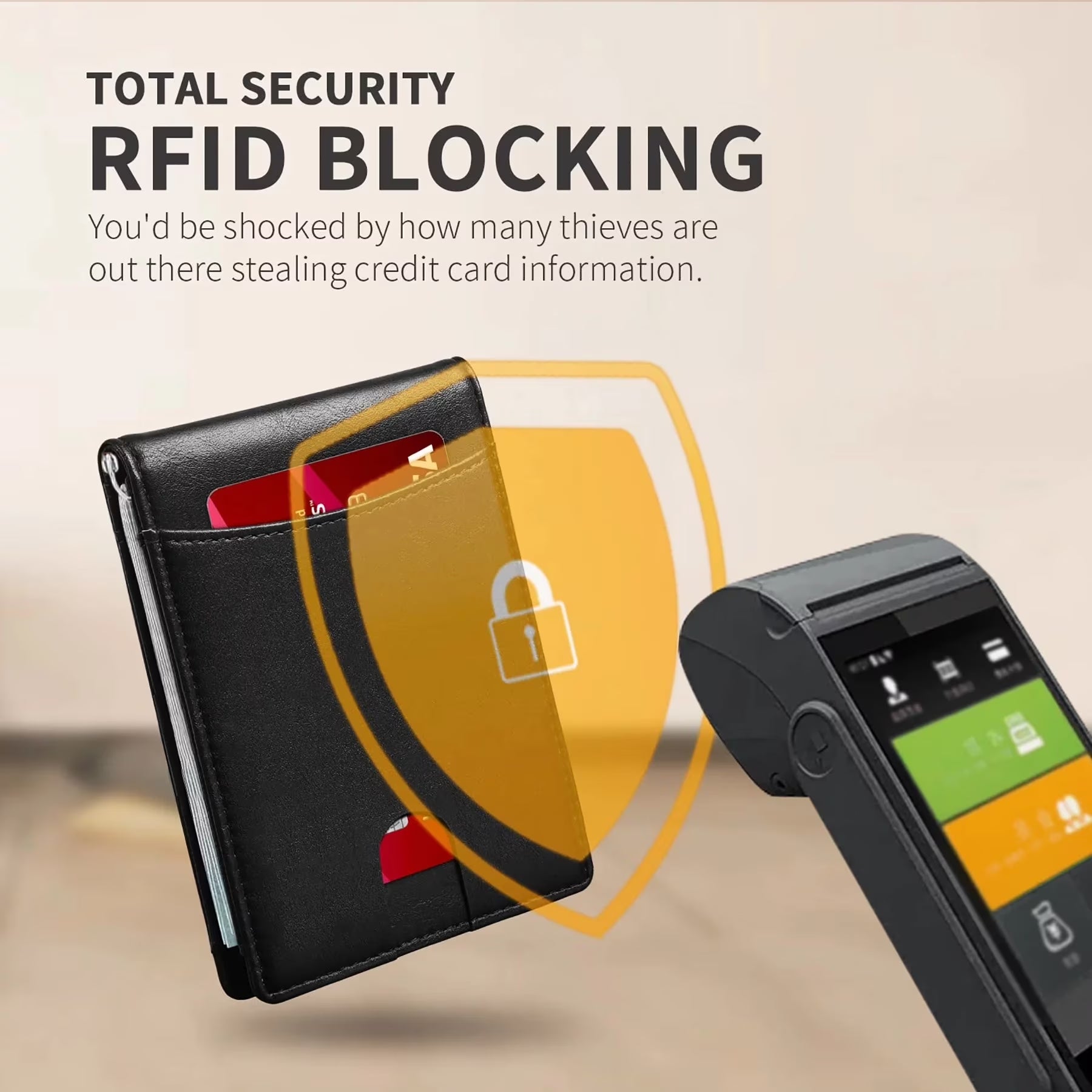 RFID Blocking Protection Men'S Modern Card Wallet, Black