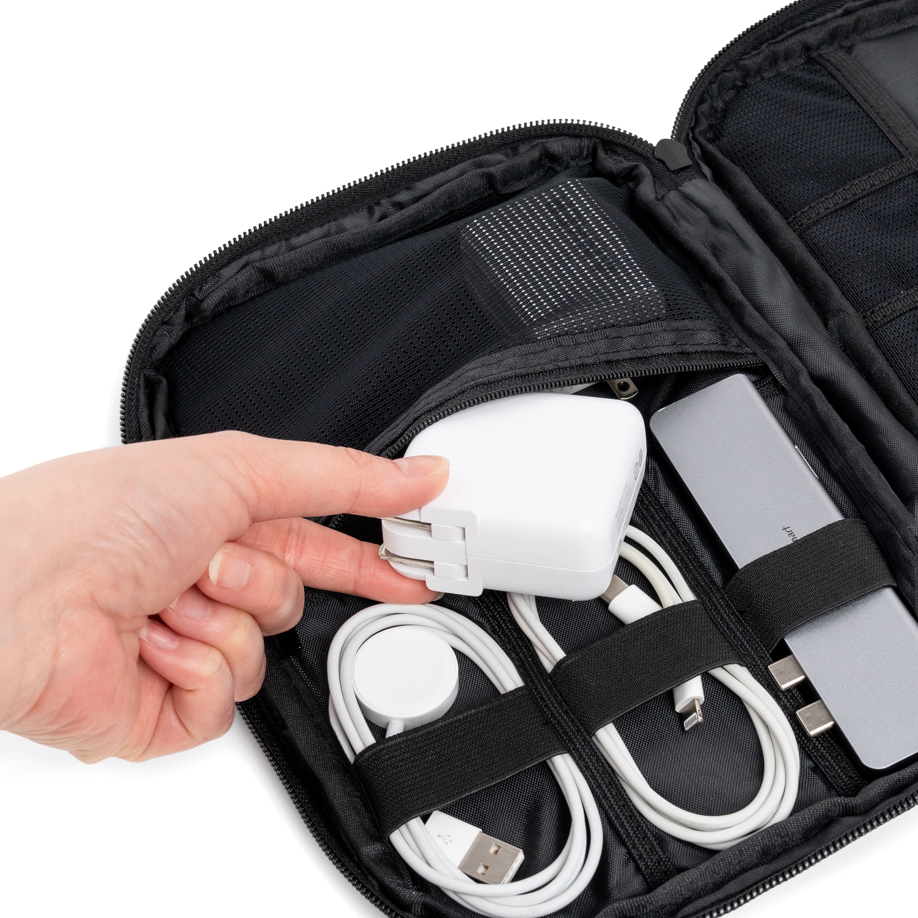 Travel Cord Organizer, Electronic Organizer Travel Case, Tech Organizer Travel Case, Cable Organizer Travel Storage, Small Charger Cord Bag Pouch, Travel Accessories Tech Gifts for Men, Black
