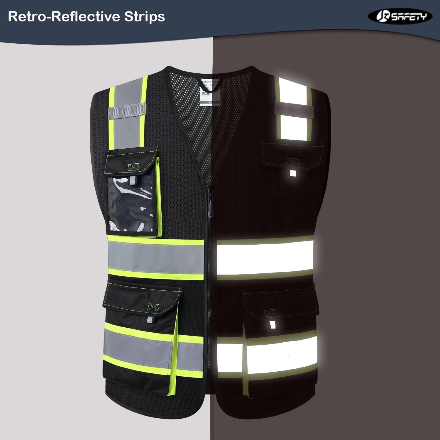 Hi Vis Reflective Safety Vests for Men Women High Visibility Vest with Pockets M