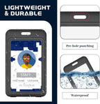 3 Pack Vertical Hard Plastic ID Badge Holder, Double-Sided Card Protector