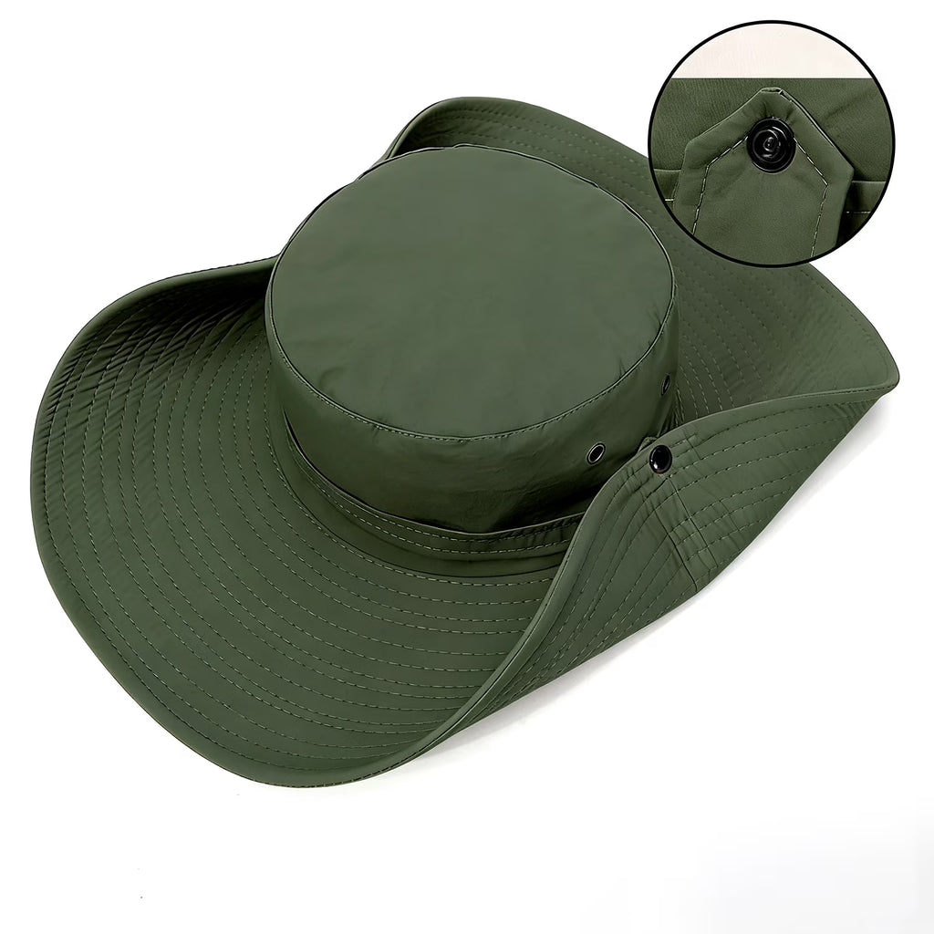 Sun Hat for Men Sun Protection Wide Brim Bucket Hat Waterproof Breathable Packable Boonie Hat for Fishing Green