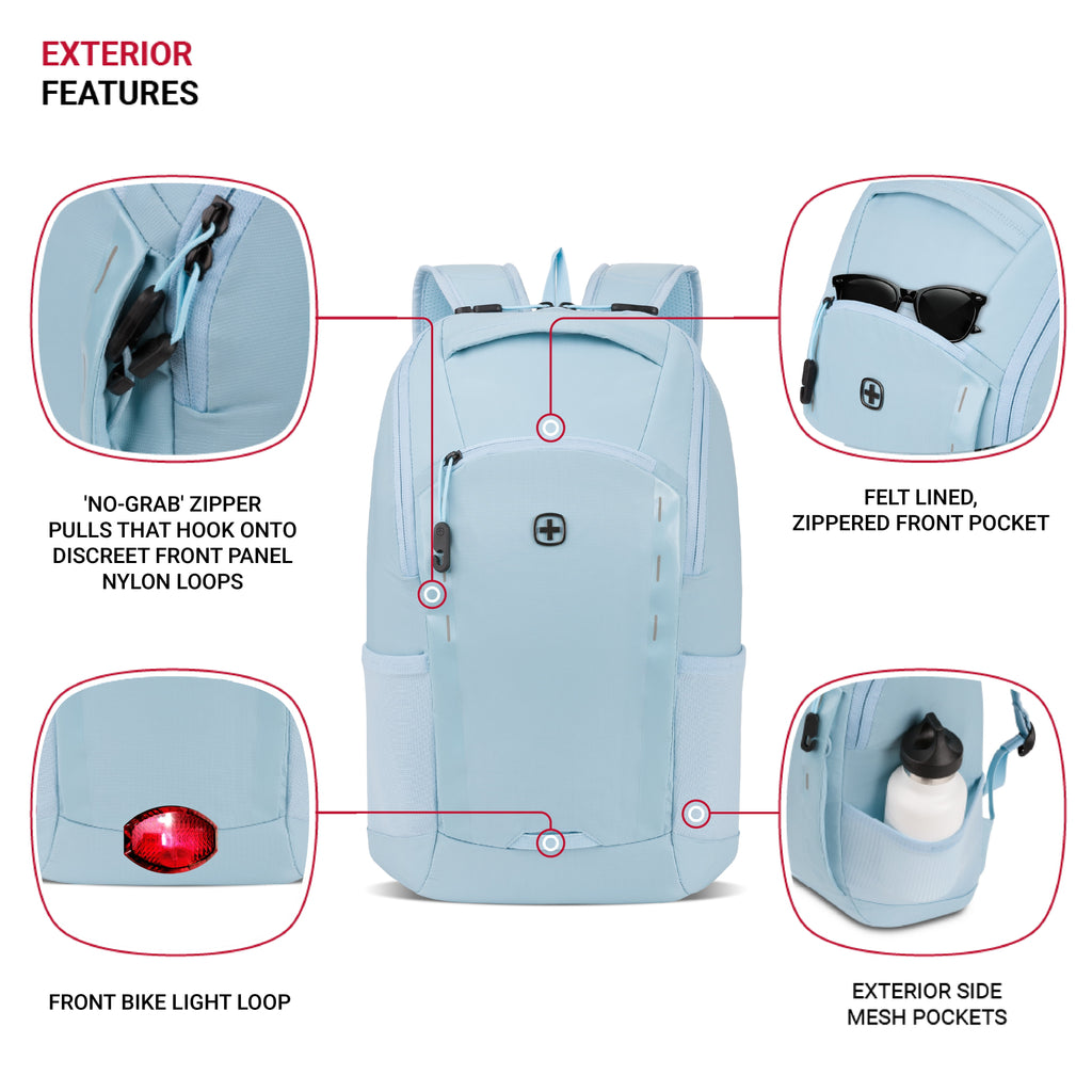 Viibe Core 15” Laptop Backpack for College/School/Office/Travel/Everyday, Light Blue