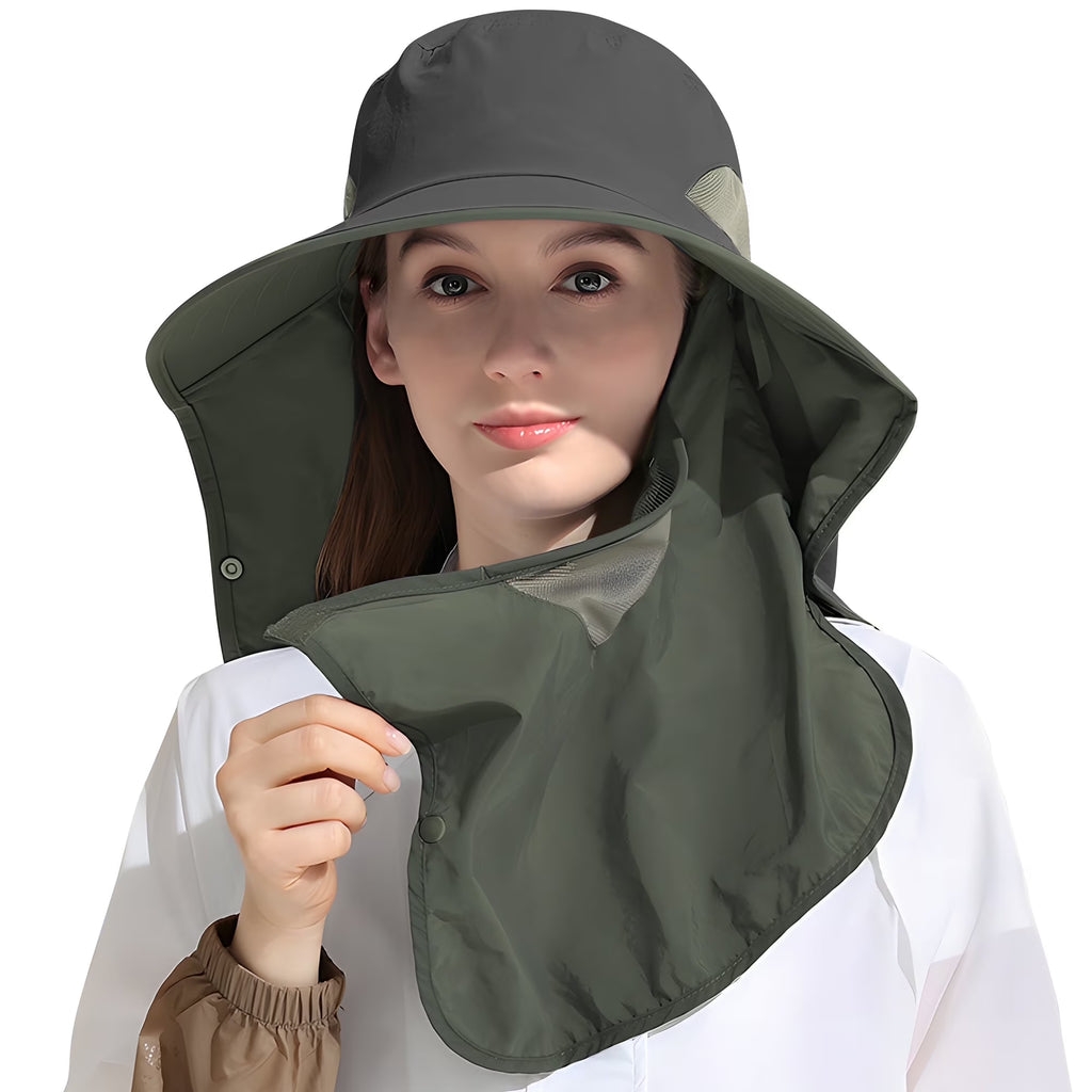 Nylon Sun Hats for Women and Men UPF 50+ Sun Protection and Neck Flap,Bucket Hat for Men and Women