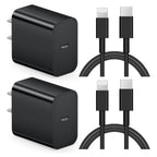20W USB C Wall Charger-2 Pack Super Fast Charger with 6FT Cable-Compatible with Iphone 14/14Pro/13/13 Pro/12/12Pro/Xs/Max/Xr/X/8/8 Plus-Black