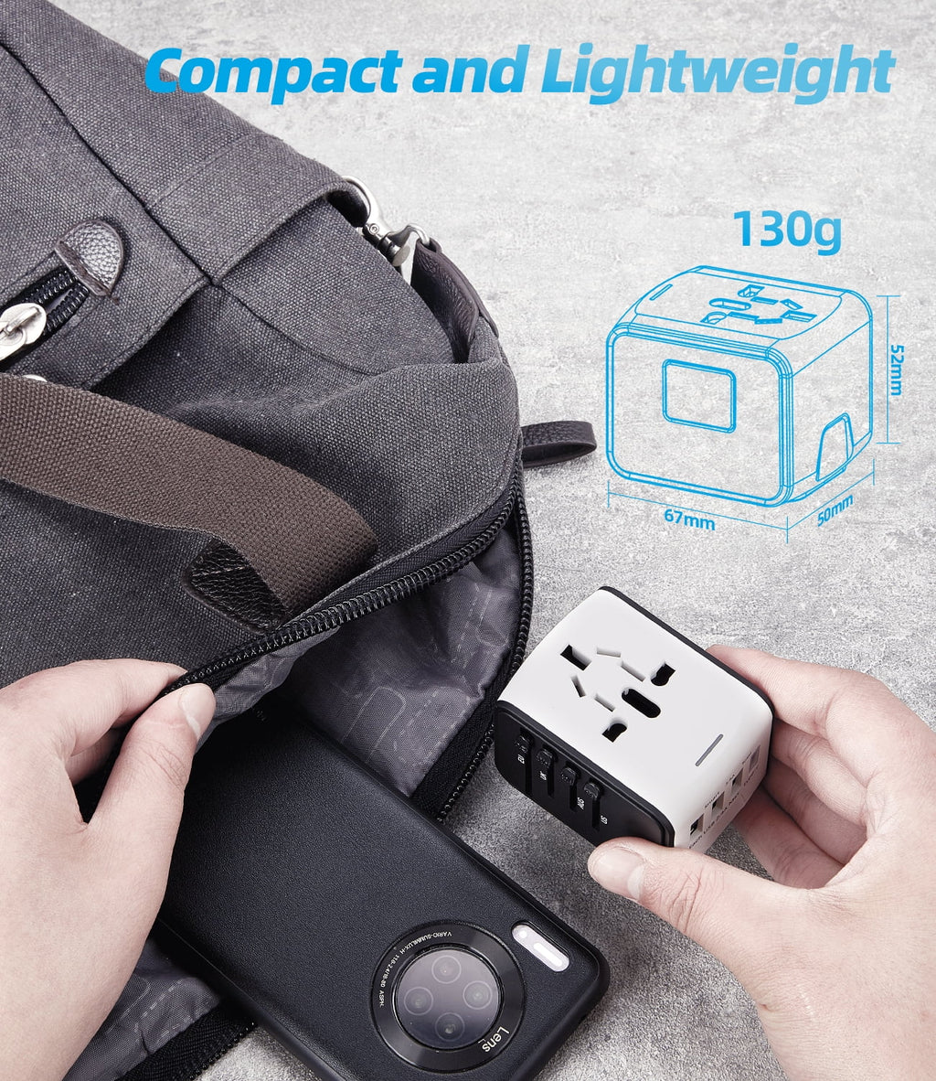 European Travel Plug Adapter,  Travel Adapter with Type C, White