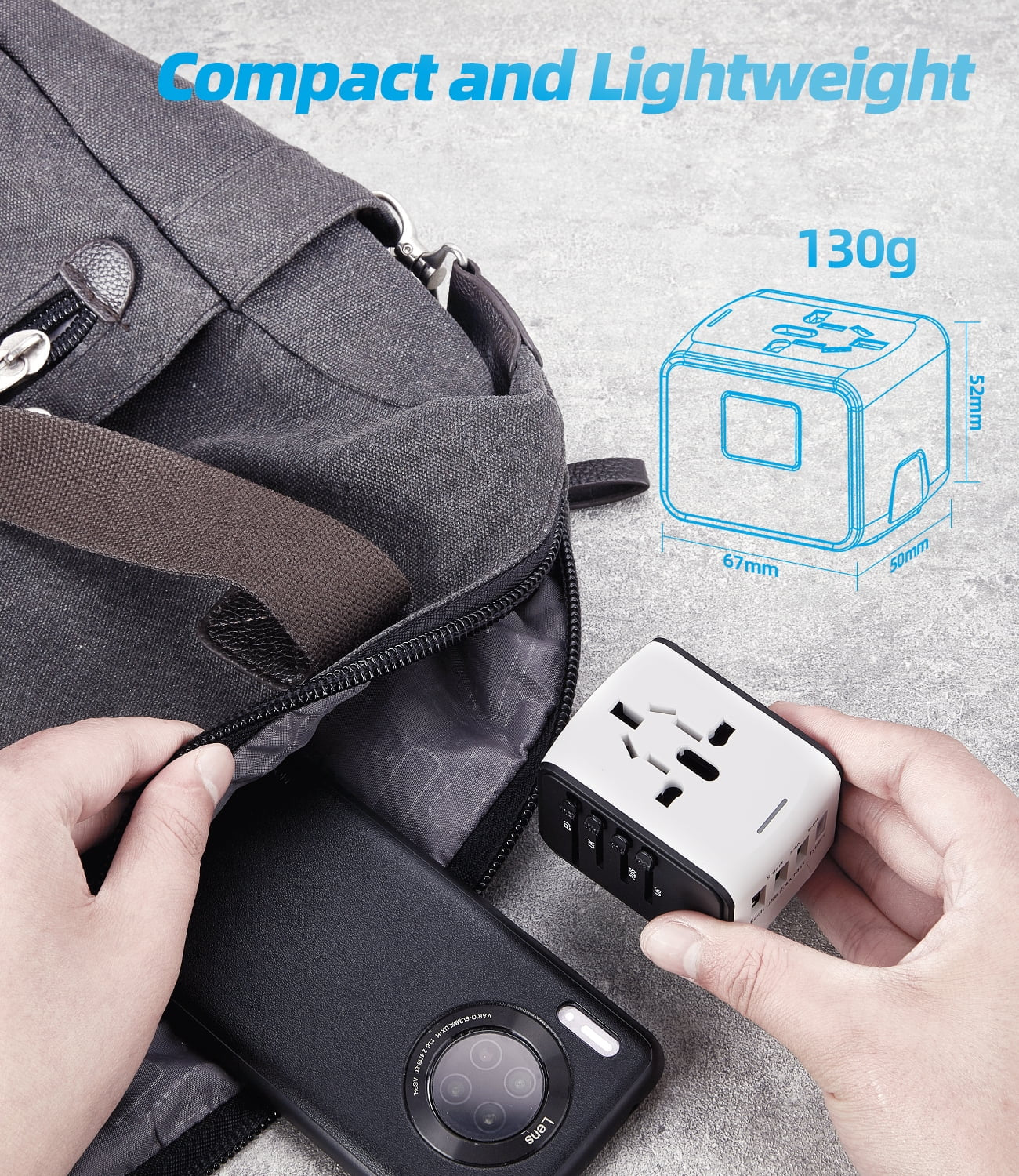 European Travel Plug Adapter,  Travel Adapter with Type C, White