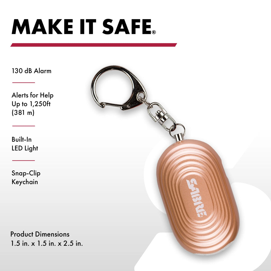 2-In-1 Personal Alarm with LED Light, Auto Keychain, 2.5 in X 1.5 in X 1.5 In, Rose Gold, 1 Ct