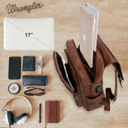 Wrangler Leather Backpack Purse for Women Laptop Backpack Fashion Pink Backpack, Dark Brown