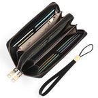Wallet for Women Clutch RFID Blocking Wristlet Leather Purse Large Capacity Credit Card Holder with Grip Hand Strap