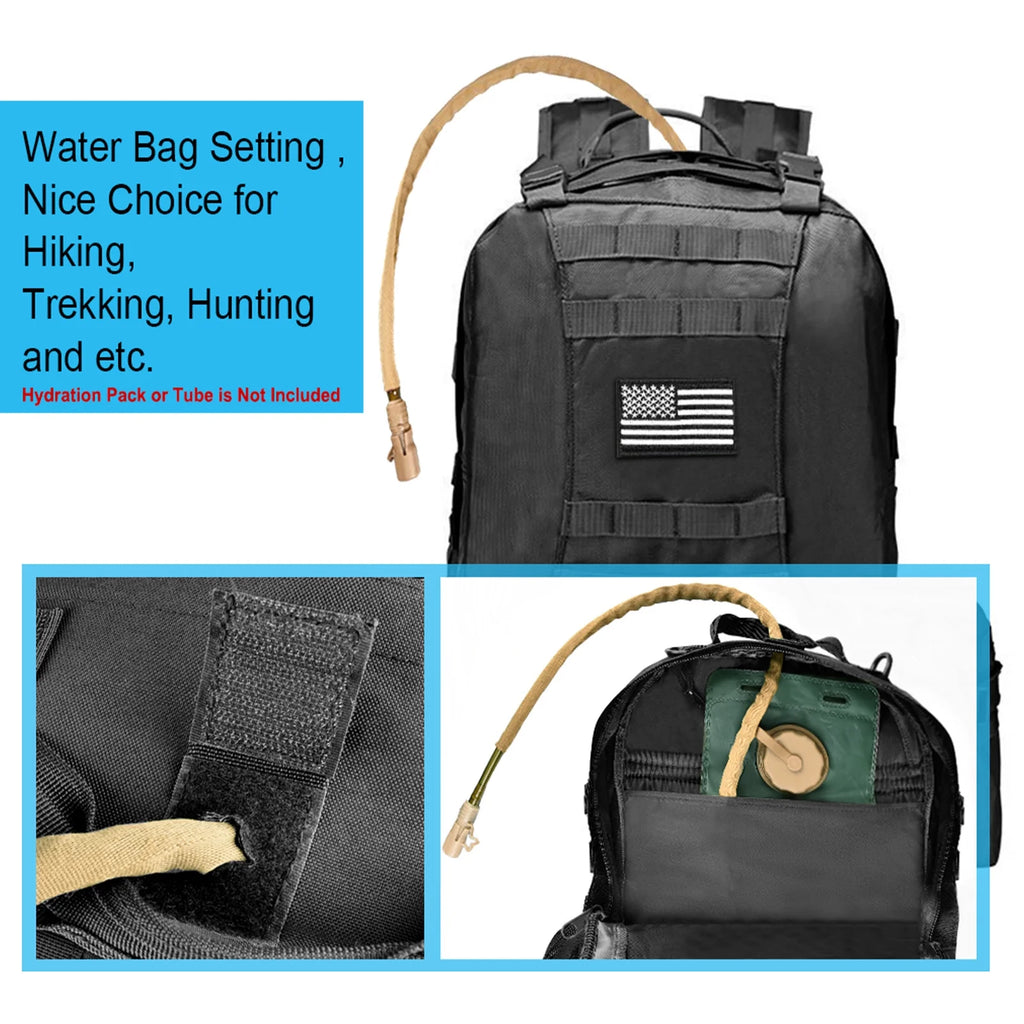 60L Camping Hiking Backpack, Large Multifunction Outdoor Sport Backpack, Black with Patch