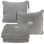 Premium Soft Travel Blanket Pillow Airplane Throw - Light Gray