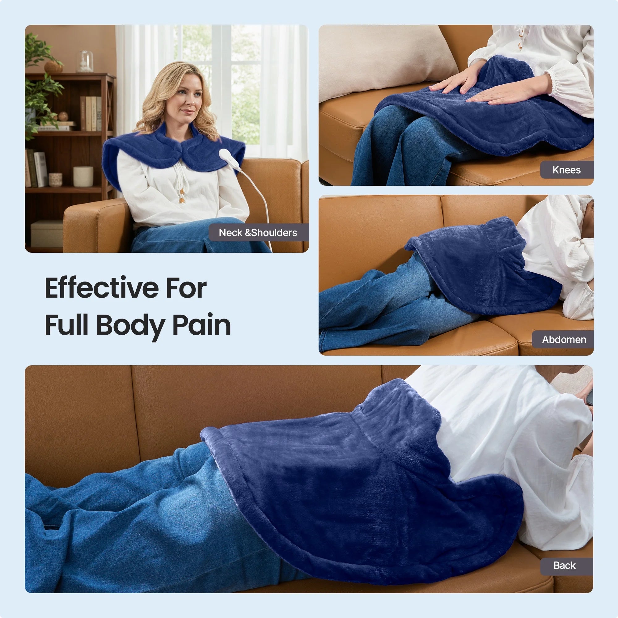 Extra Large Heating Pad for Shoulders Neck and Back, 9 Temperature Settings, FSA HSA Eligible, 19"X 24"，Birthday Valentine'S Gifts for Women Men, Blue