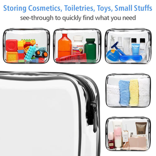 2 Pack Clear Toiletry Bag TSA Approved Toiletry Bag Quart Size Bag, Travel Makeup Cosmetic Bag for Women Men, Clear Bag