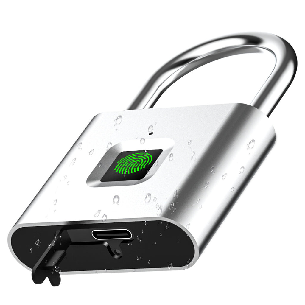 Waterproof Smart Fingerprint Door Lock Keyless Padlock Security USB Rechargeable