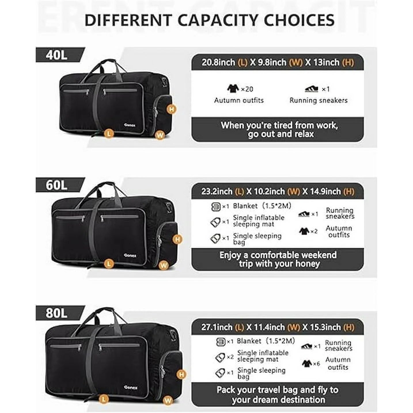 28" Travel Duffle Bag for Men, 80L Foldable Travel Duffel Bag with Shoes Compartment, Overnight Bag for Men Women Waterproof & Tear Resistant, Travel Bag for Traveling Camping Touring, Black