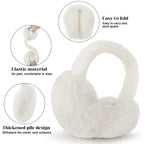 2 Packs Women Ear Muffs Soft Cute Foldable Ear Warmers for Women Gift Black and White