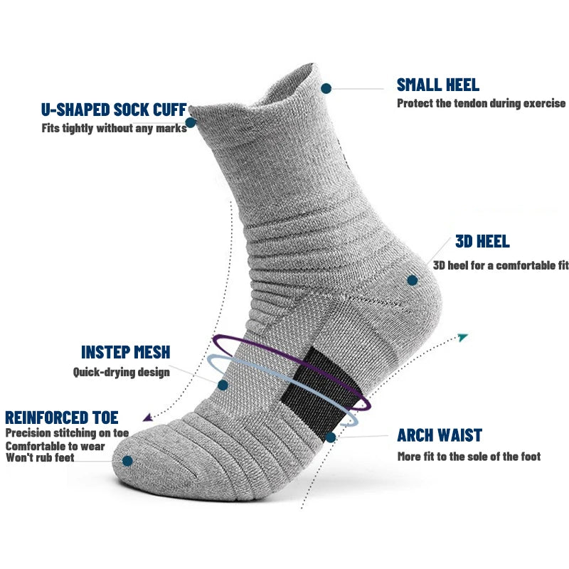 Running Compression Socks for Men Women Anti-Blister Moisture Wicking Athletic Hiking Basketball Socks Cushion Socks