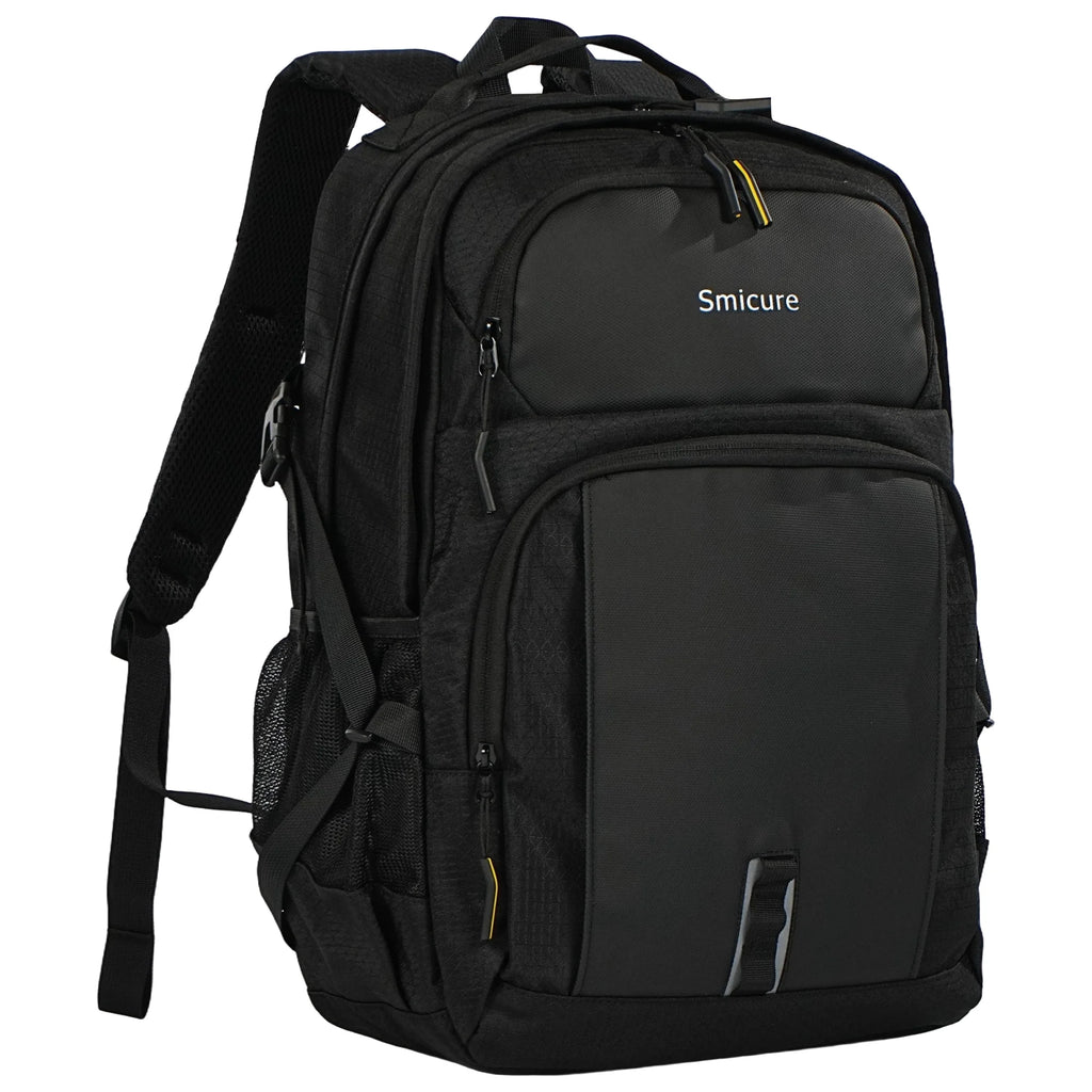 Travel Backpack for Men and Women, Water Resistant College Bookbag, Lightweight School Carry on Back Pack, Black