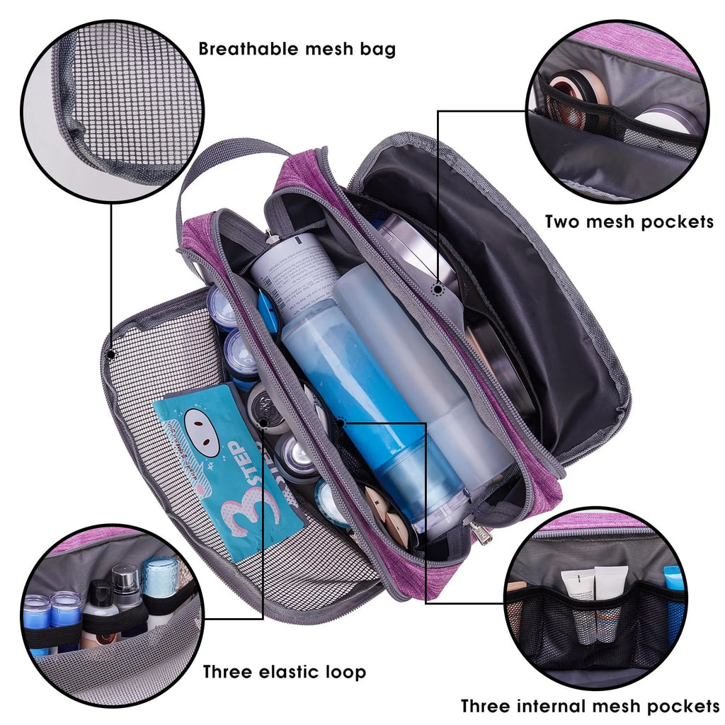 Toiletry Bag for Women Ladies Hanging Travel Dopp Kit Lightweight Water Resistant Small Shaving Bag Bathroom Cosmetic Organizer for Women, Purple