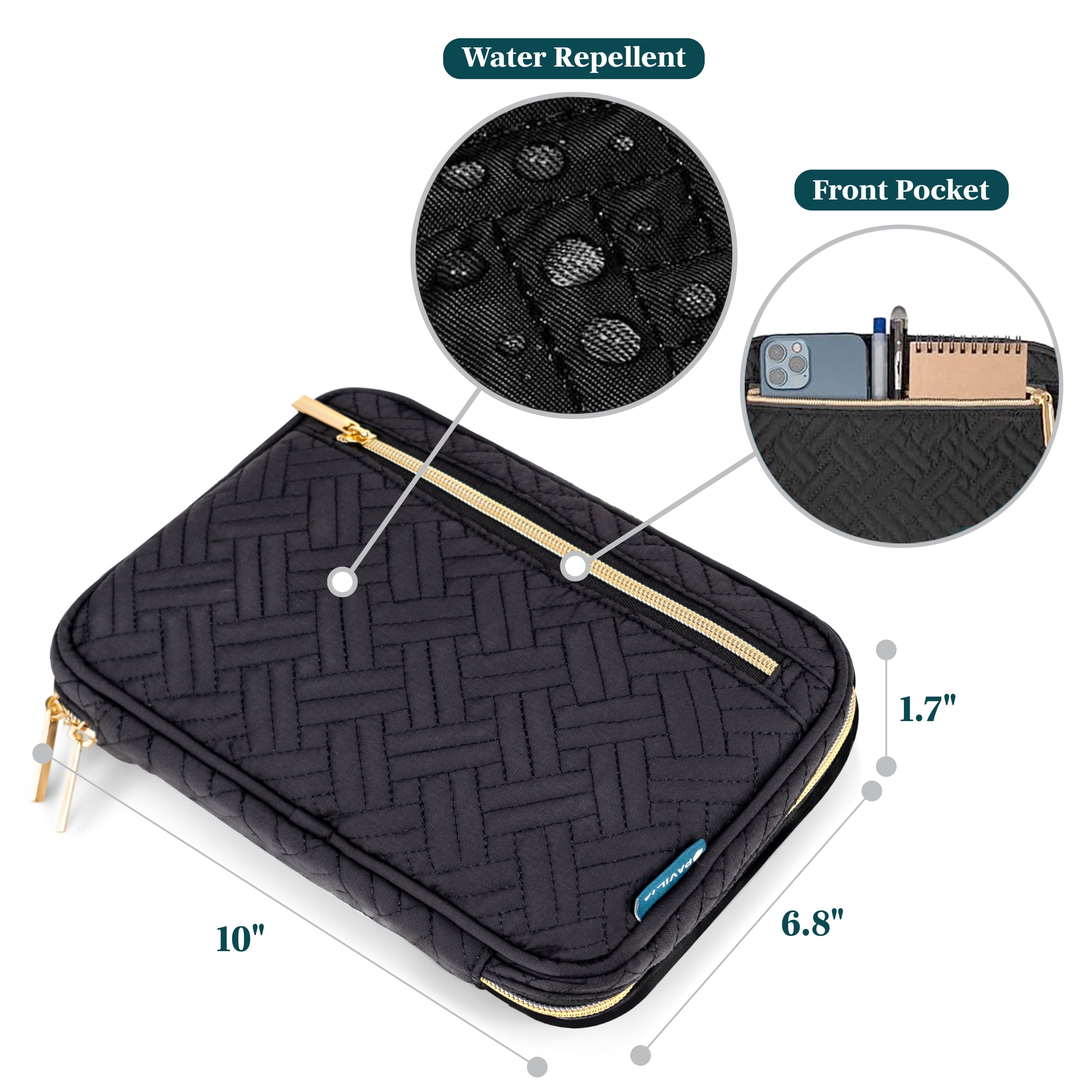 Travel Cord Organizer, Electronic Organizer Travel Case, Tech Organizer Travel Case, Cable Organizer Travel Storage, Small Charger Cord Bag Pouch, Travel Accessories Tech Gift Men, Black Quilt