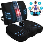 Seat Cushion and Lumbar Support Pillow for Office Chair, Memory Foam Car Seat Cushions Back Support Pillows, Help Relieve Pain of Back, Lumbar, Tailbone and Sciatic Nerve (Black)