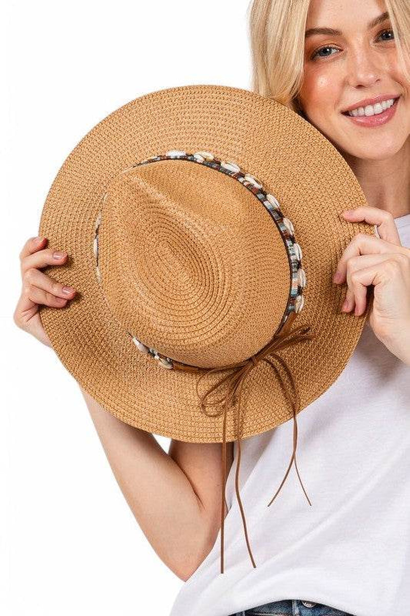 Sea Shell Hat Band Straw Fedora Sun Hat