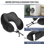 Travel Pillow for Adults Memory Foam Neck Pillows for Sleeping on Airplane Lightweight Black