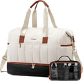 Puffer Duffle Bag, 42L Travel Weekender Overnight Bag with Toiletry Bag, Carry-On Personal Item Bag Hospital Bag Gym Bag with Dry/Wet Separation